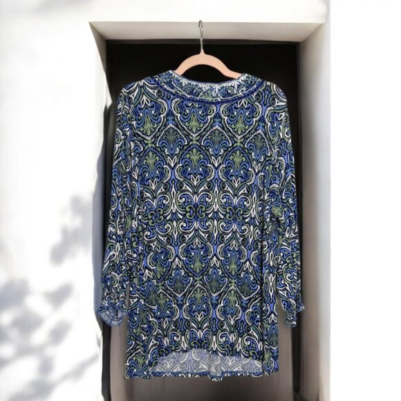 Ruby Rd. Womens Medallion 3/4 Sleeve Knit Top 1X - Picture 2 of 8